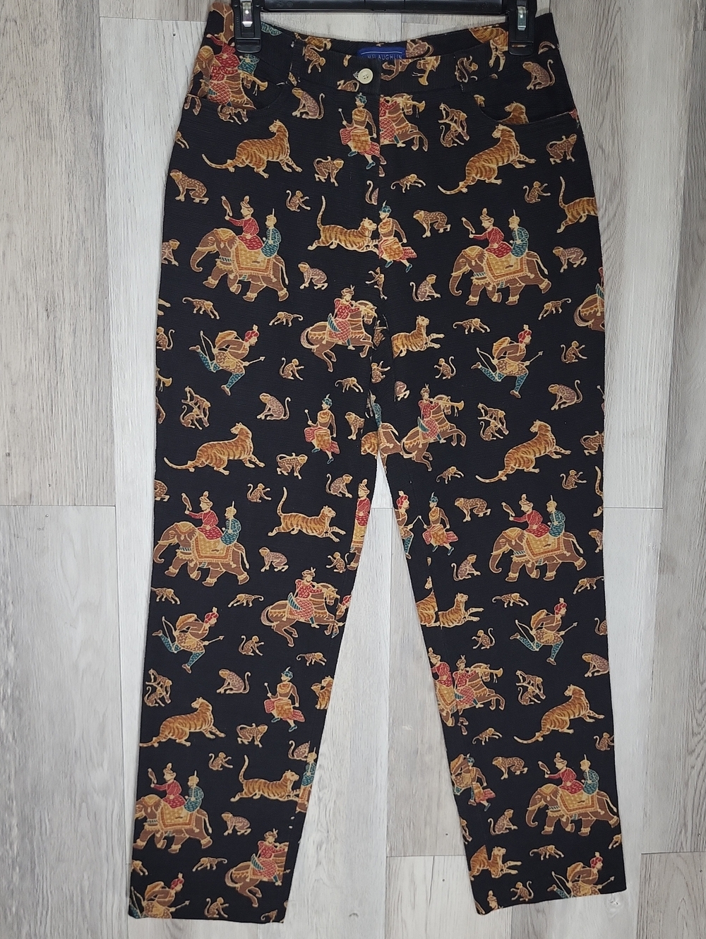 J.McLaughlin High Rise Novelty Animal Print Pants 10 Tiger Elephant Jacquard
